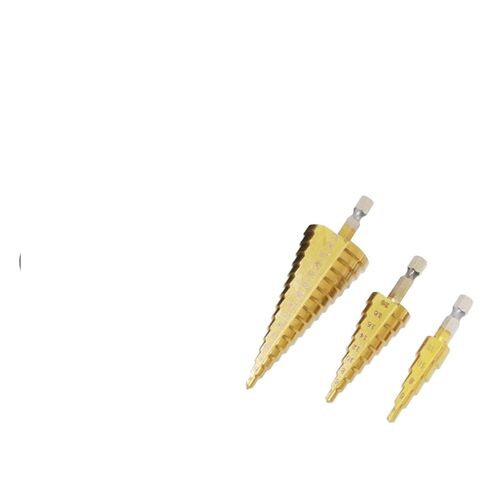 3PC HSS Step Cone Taper Drill Bit Set Hole Metric 4-12/20/32mm Hex Shank Titanium Metal Stepped Drill Bit(3PCS(4-12 4-20 4-32)) in Saudi Arabia