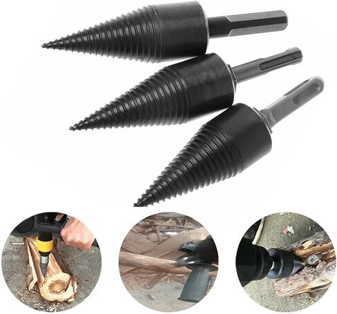Firewood Splitter Machine Drill Wood Cone Punch Driver Drill Bit Split Drilling Tools 145x32mm/160x42mm 1Pcs(Hex Shank-32mm) in Saudi Arabia