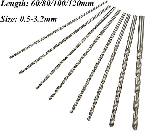 0.5mm-3.2mm بتات الحفر الطويلة من البلاستيك الحطب المعدني HSS 60/80/100/10/120 مم. in Saudi Arabia