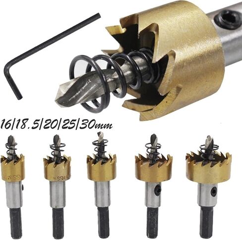 5PCS HSS Hole Saw Drill Bits Stainless Steel Alloy Metal Milling Drill Bit Set 16/18.5/20/25/30mm in Saudi Arabia