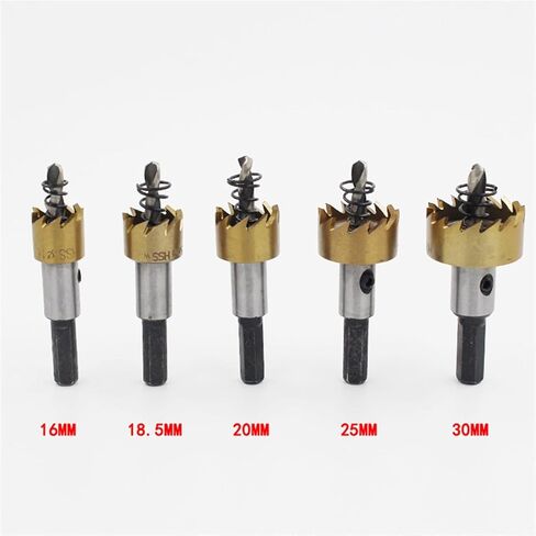 5PCS HSS Hole Saw Drill Bits Stainless Steel Alloy Metal Milling Drill Bit Set 16/18.5/20/25/30mm in Saudi Arabia