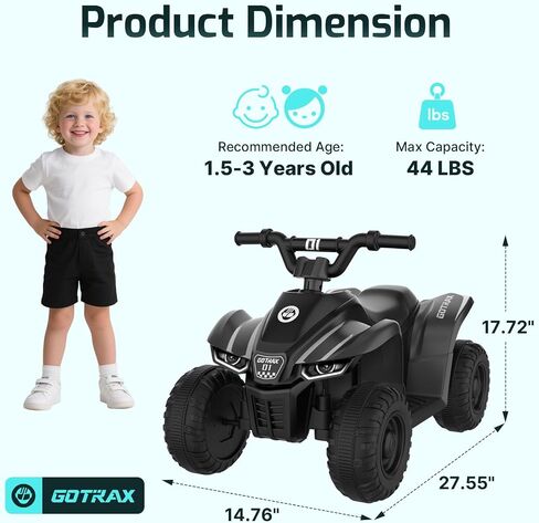 GOTRAX RT1 12V Kids Ride-On Toy للأطفال الصغار ، وسرعة 1.5 ميل في الساعة مع بطارية قابلة للشحن تصل إلى 80 دقيقة ، و 8 بوصات مركبة عجلات مركبة ، ومكافحة للتجول ومسرع السيارات الكهربائية للسيارات للطفل للطفل in Kuwait