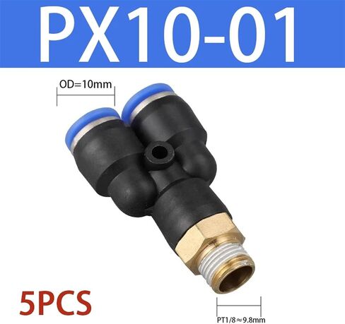 5/10pcs px4/6/8/10/12-01/02/03/04 y three-three-pneumatic j One Touch Push in y pneumatic Quick Mittings Air (px12-03 5pcs) in Saudi Arabia