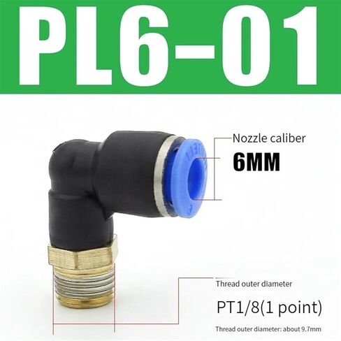 10pcs Pneumatic Connector L Shape PL 4/6/8/10/12mm Hose Tube M5 6 1/8 1/4 3/8 1/2 BSPT Thread Air Elbow Quick Coupling Fitting(PL4-01) in Saudi Arabia