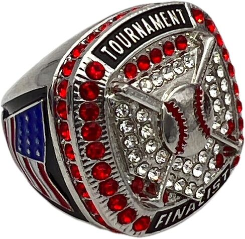 Discount Sports Rings HOME PLATE FINALIST RING — SILVER BODY, RED STONE, Premium Softball Baseball Ring/Player/Team Awards/Tournament Ring 1-25 in Saudi Arabia