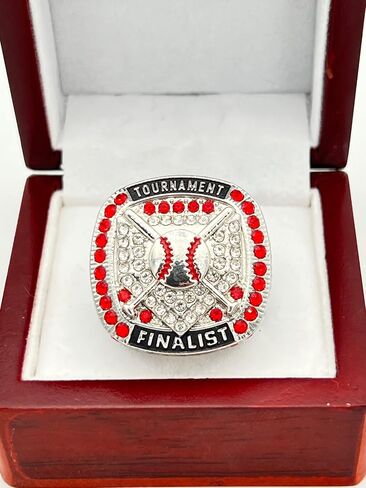 Discount Sports Rings HOME PLATE FINALIST RING — SILVER BODY, RED STONE, Premium Softball Baseball Ring/Player/Team Awards/Tournament Ring 1-25 in Saudi Arabia