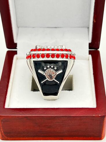 Discount Sports Rings HOME PLATE FINALIST RING — SILVER BODY, RED STONE, Premium Softball Baseball Ring/Player/Team Awards/Tournament Ring 1-25 in Saudi Arabia