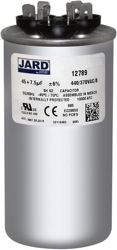 JARD 12789 45 + 7.5 UF MFD X 440 VAC CAPACITOR DUAL ROUND يستبدل Genteq GE C44575R / 27L978 in Saudi Arabia