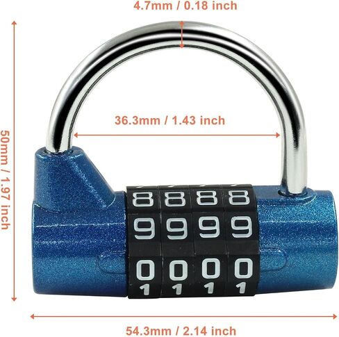 Hitefu 2 Packs 5 Letters Combination Lock, 5 Digits Gym Locker Lock, Heavyduty Safety Padlock for School, Toolbox, Cabinet, Hasp, Gate (Blue & Red) in Saudi Arabia