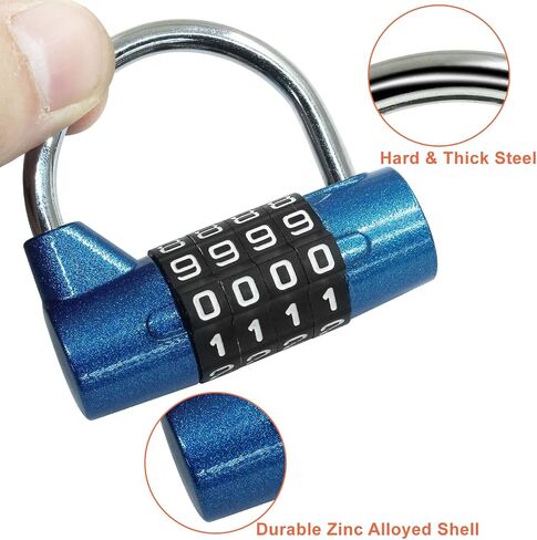 Hitefu 2 Packs 5 Letters Combination Lock, 5 Digits Gym Locker Lock, Heavyduty Safety Padlock for School, Toolbox, Cabinet, Hasp, Gate (Blue & Red) in Saudi Arabia