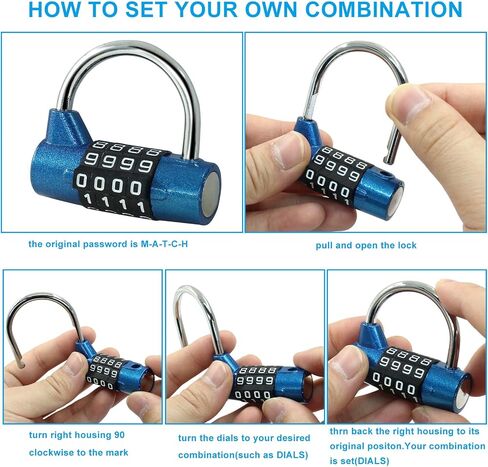 Hitefu 2 Packs 5 Letters Combination Lock, 5 Digits Gym Locker Lock, Heavyduty Safety Padlock for School, Toolbox, Cabinet, Hasp, Gate (Blue & Red) in Saudi Arabia