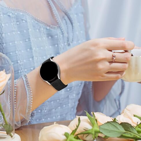 Floral Engraved Watch Bands Compatible with FITVII Nexa 1.57 inch Smart Watch, Soft Silicone Flower Pattern Watch Straps Sport Replacement Wristband for FITVII Nexa Fitness Tracker in Saudi Arabia
