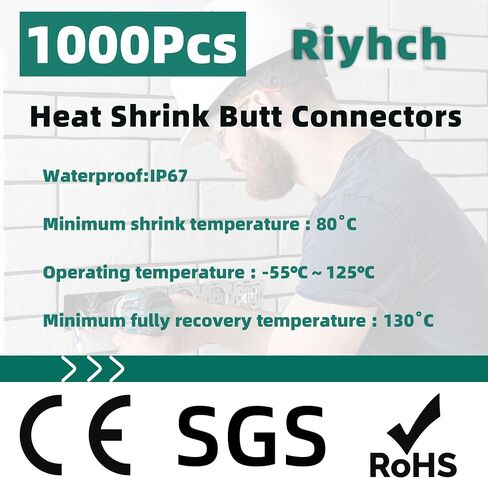 Blue Heat Shrink Butt Connectors 16-14 AWG Wire Butt Connector 1000 Pcs Insulated Waterproof Electrical Wire Connectors for Automotive Marine Grade Wire Crimp Terminals Butt Splices in Saudi Arabia