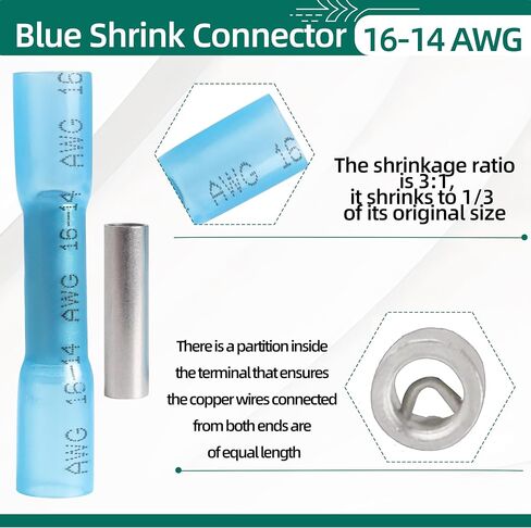 Blue Heat Shrink Butt Connectors 16-14 AWG Wire Butt Connector 1000 Pcs Insulated Waterproof Electrical Wire Connectors for Automotive Marine Grade Wire Crimp Terminals Butt Splices in Saudi Arabia