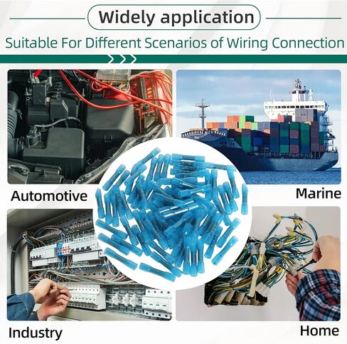 Blue Heat Shrink Butt Connectors 16-14 AWG Wire Butt Connector 1000 Pcs Insulated Waterproof Electrical Wire Connectors for Automotive Marine Grade Wire Crimp Terminals Butt Splices in Saudi Arabia
