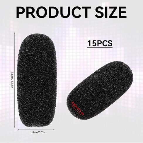 15 Pack Foam Mic Covers for Wireless Laval Operations Microphones, 1.5 Inch High Density Mic Headset Cover Foam Microphone Windscreen for Headset Lavalier Microphones Noise Reduction Fits Interviews in Saudi Arabia