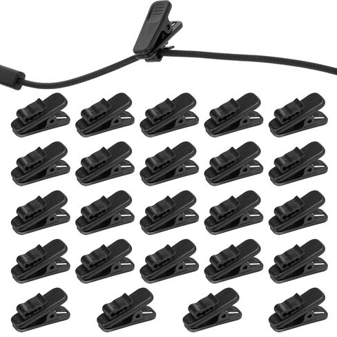 24 Pcs Clips for Earphone Wire, Hat Clips for Wind Headphone Wire Clip Headset Cable Clamp Headphone Mount Cable Clothing Clip Use for Fixing Earphone/Microphone Cord (Black) in Saudi Arabia