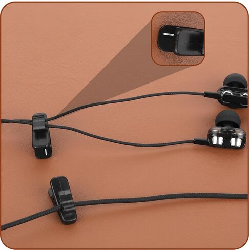 24 Pcs Clips for Earphone Wire, Hat Clips for Wind Headphone Wire Clip Headset Cable Clamp Headphone Mount Cable Clothing Clip Use for Fixing Earphone/Microphone Cord (Black) in Saudi Arabia