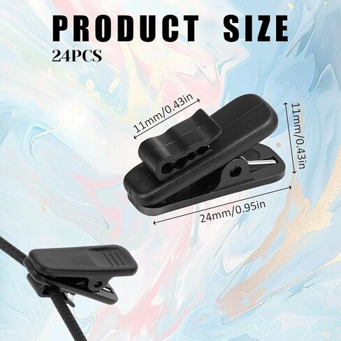 24 Pcs Clips for Earphone Wire, Hat Clips for Wind Headphone Wire Clip Headset Cable Clamp Headphone Mount Cable Clothing Clip Use for Fixing Earphone/Microphone Cord (Black) in Saudi Arabia