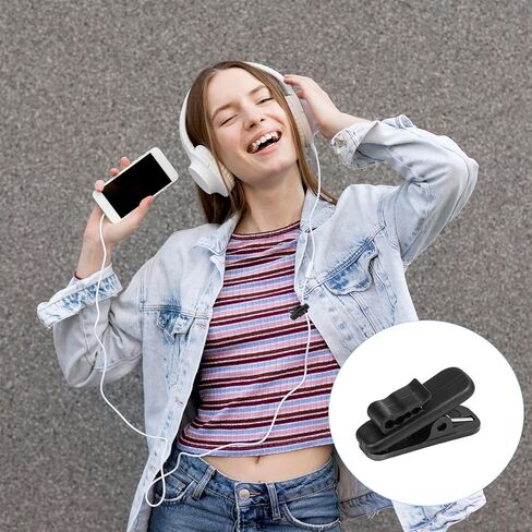 24 Pcs Clips for Earphone Wire, Hat Clips for Wind Headphone Wire Clip Headset Cable Clamp Headphone Mount Cable Clothing Clip Use for Fixing Earphone/Microphone Cord (Black) in Saudi Arabia