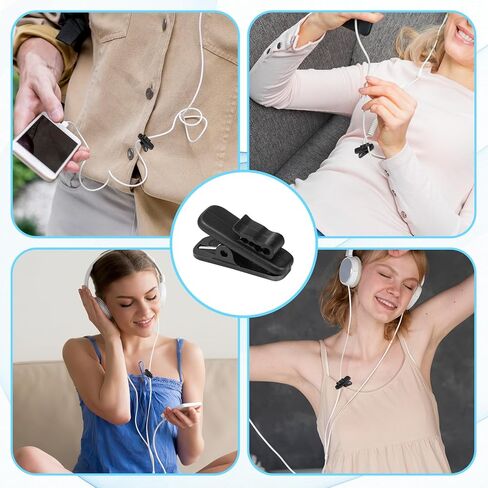 24 Pcs Clips for Earphone Wire, Hat Clips for Wind Headphone Wire Clip Headset Cable Clamp Headphone Mount Cable Clothing Clip Use for Fixing Earphone/Microphone Cord (Black) in Saudi Arabia
