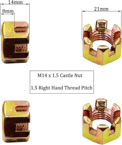 M10 X 1.25 Slotted Castle Nut for 50c 70cc 90cc 110cc 125cc Quad Dirt Pit Bike ATV Buggy (2-Pack) (M10 x 1.25) in Saudi Arabia