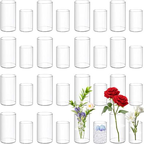 28 حزمة مربعة مزهريات مركزية ، 4 بوصات مربعة صغيرة من أكريليك مزهرية بلاستيكية شفاف مزهايف الزهور المركزية ، الزفاف ، المنزل ، ديكور الأزهار المكتبية in Kuwait