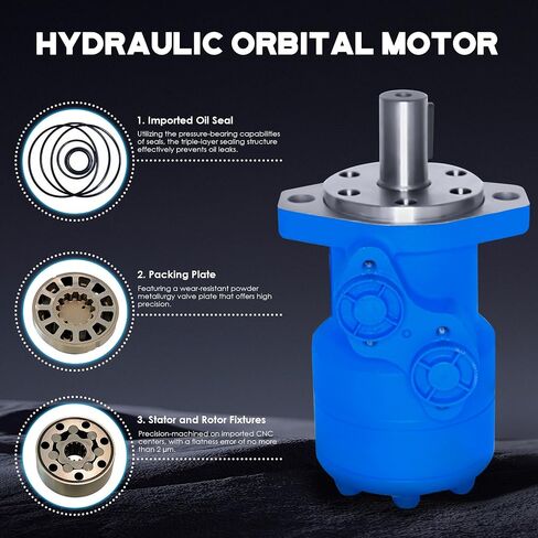 ATO Hydraulic Orbital Motor, 4 Bolts Square Engine Hydraulic Motor Flat Key,with 3 Layers of Rubber Sealing Rings,63cc/rev,for Slews, Sweeper Drives, Augers in Kuwait