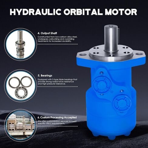 ATO Hydraulic Orbital Motor, 4 Bolts Square Engine Hydraulic Motor Flat Key,with 3 Layers of Rubber Sealing Rings,63cc/rev,for Slews, Sweeper Drives, Augers in Kuwait