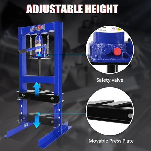 6 Ton Hydraulic Shop Press, H-Frame Garage Floor Adjustable Shop Press with Stamping Plates to Bend, Straighten, Or Press Parts, Install Bearings & U-Joints in Saudi Arabia
