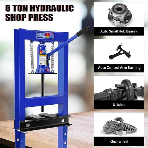 6 Ton Hydraulic Shop Press, H-Frame Garage Floor Adjustable Shop Press with Stamping Plates to Bend, Straighten, Or Press Parts, Install Bearings & U-Joints in Saudi Arabia