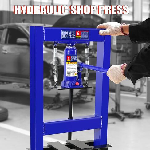 6 Ton Hydraulic Shop Press, H-Frame Garage Floor Adjustable Shop Press with Stamping Plates to Bend, Straighten, Or Press Parts, Install Bearings & U-Joints in Saudi Arabia