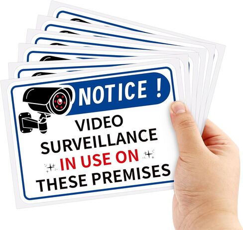 Video Surveillance Signs, 5x7 Inch Camera Security Sign Under Surveillance Sign Sticker Self-Adhesive Vinyl Warning Safety Decals for Home Indoor Outdoor Office Hotel Shop in Saudi Arabia