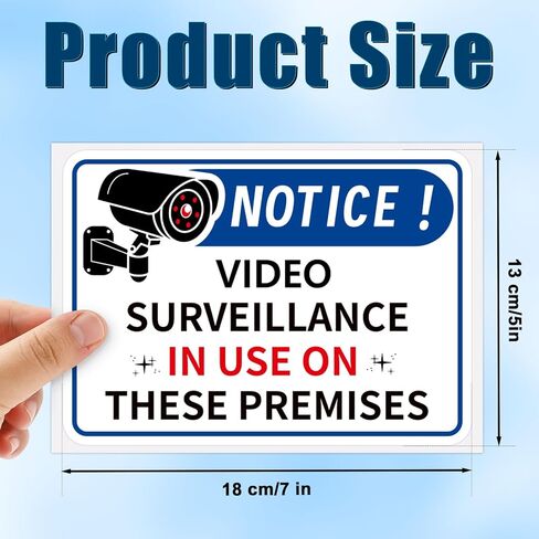 Video Surveillance Signs, 5x7 Inch Camera Security Sign Under Surveillance Sign Sticker Self-Adhesive Vinyl Warning Safety Decals for Home Indoor Outdoor Office Hotel Shop in Saudi Arabia