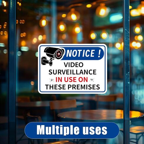 Video Surveillance Signs, 5x7 Inch Camera Security Sign Under Surveillance Sign Sticker Self-Adhesive Vinyl Warning Safety Decals for Home Indoor Outdoor Office Hotel Shop in Saudi Arabia