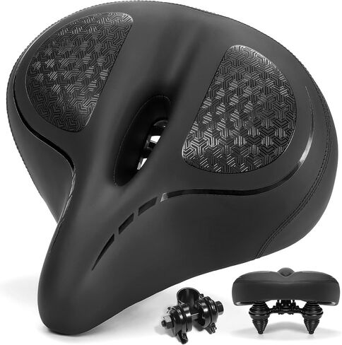 Oversized Bike Seat for Comfort Men & Women, Wide Extra Soft Padded Bicycle Seat Cushion, Comfortable Large Bike Saddle for Ebike, Mountain Bike, Beach Cruiser, Stationary Exercise Bike in Saudi Arabia