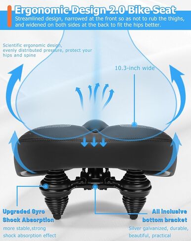 Oversized Bike Seat for Comfort Men & Women, Wide Extra Soft Padded Bicycle Seat Cushion, Comfortable Large Bike Saddle for Ebike, Mountain Bike, Beach Cruiser, Stationary Exercise Bike in Saudi Arabia