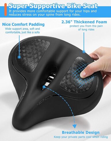 Oversized Bike Seat for Comfort Men & Women, Wide Extra Soft Padded Bicycle Seat Cushion, Comfortable Large Bike Saddle for Ebike, Mountain Bike, Beach Cruiser, Stationary Exercise Bike in Saudi Arabia