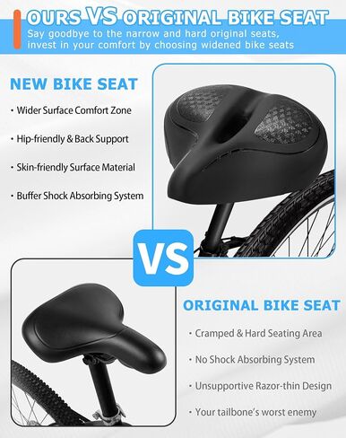 Oversized Bike Seat for Comfort Men & Women, Wide Extra Soft Padded Bicycle Seat Cushion, Comfortable Large Bike Saddle for Ebike, Mountain Bike, Beach Cruiser, Stationary Exercise Bike in Saudi Arabia