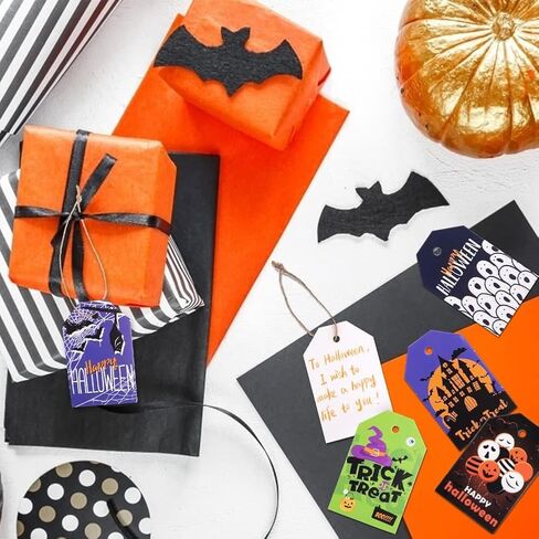 160 قطعة من بطاقات الهالوين الورقية من Koogel، علامات هدايا مفضلة لموضوع الهالوين مع خيوط لحفلات الهالوين وحقيبة الحلوى للتعليق in Kuwait