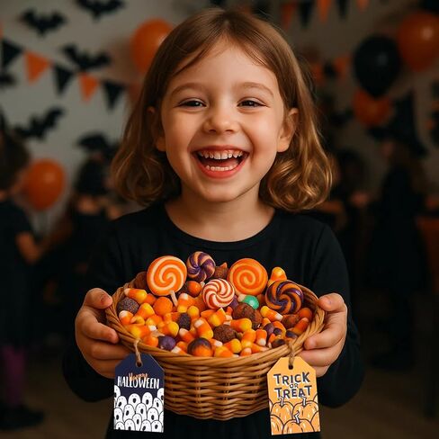 160 قطعة من بطاقات الهالوين الورقية من Koogel، علامات هدايا مفضلة لموضوع الهالوين مع خيوط لحفلات الهالوين وحقيبة الحلوى للتعليق in Kuwait