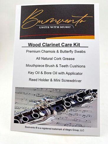 طقم تنظيف الكلارينيت لخشب BB Clarinet: مسحات Chamois & Butterfly ، جميع شحم الفلين الطبيعي ، زيت التجويف مع قضيب ، زيت رئيسي ، فرشاة ناطقة الفم ، وسائد الأسنان ، حامل القصب ، مفك البراغي. in Saudi Arabia