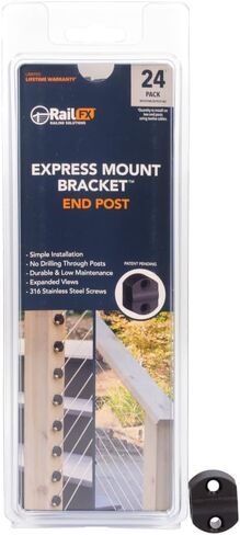 RFXFMCEFKIT-42, Express Mount EndPost Bracket, 24 Pack, DIY Friendly Cable Railing with No Drilling, Ideal for Wood Posts, Both Level and Stair Railing Applications in Saudi Arabia