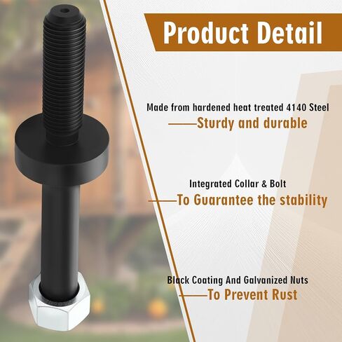 Shimeyao Treehouse Perch Hardware Treehouse Perch Tree Fort Bracket, 1.25" x 6" Black 4140 Steel Attachment Bolt 3" x 1" Collar Galvanized Hexagonal Nut in Saudi Arabia