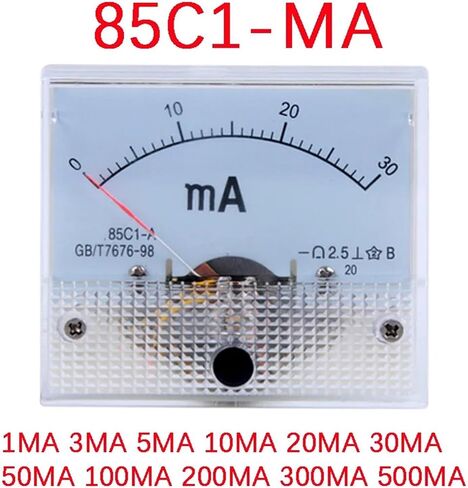 85C1 0-50MA 1MA 20MA 30MA 500MA DC ANALOG PANES AMPERE MATER AMMETER GAUGE WHITE 64 * 56MM 1PCS (0-50MA) in Saudi Arabia
