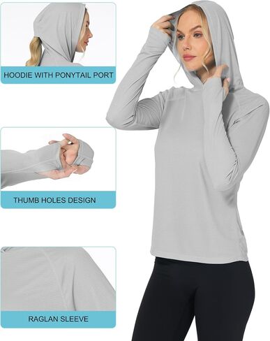 Roadbox Women's Sun Protection Hoodie Upf 50+ Long Sleeve Tries Hiking Fishing Hooded ، و Guard UV Rash for Women in Saudi Arabia