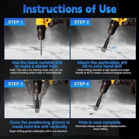 Diamond Drill Bit Set,Tile Hole Saw Drill Bits for Ceramic,Granite,Tile,Glass,Marble,Brick,Stone,Built in Coolant for Fast Dry Drilling，5pcs Diamond Drill Bit+2pcs Serrated Masonry Drill Bit in Kuwait