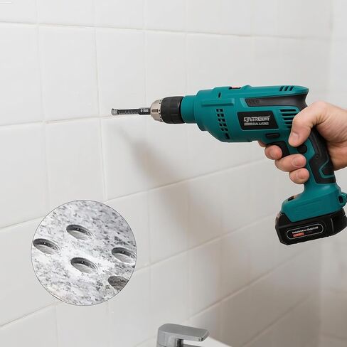 Diamond Drill Bit Set,Tile Hole Saw Drill Bits for Ceramic,Granite,Tile,Glass,Marble,Brick,Stone,Built in Coolant for Fast Dry Drilling，5pcs Diamond Drill Bit+2pcs Serrated Masonry Drill Bit in Kuwait