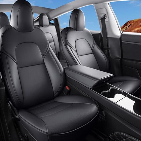 GXARTS Car 5-Seat Cover Microfiber Leather Protector Cushion Pad White Seat Cover Waterproof Compatible with Tesla Model Y 2019 2020 2021 2022 2023 2024 in Saudi Arabia