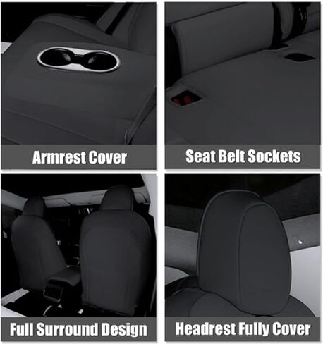GXARTS Car 5-Seat Cover Microfiber Leather Protector Cushion Pad White Seat Cover Waterproof Compatible with Tesla Model Y 2019 2020 2021 2022 2023 2024 in Saudi Arabia